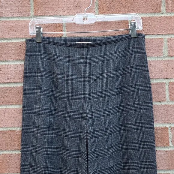 Michael Kors Collection Lyndon plaid Stretch Wool Flannel flared pants Size 6 - Picture 4 of 8